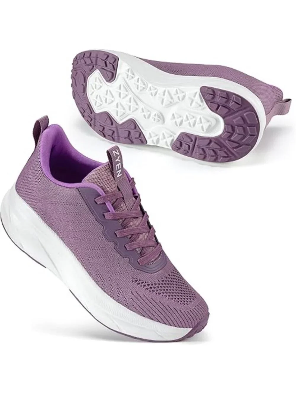 Women's Purple Walking Shoes Non-Slip Breathable Mesh Athletic Sneakers